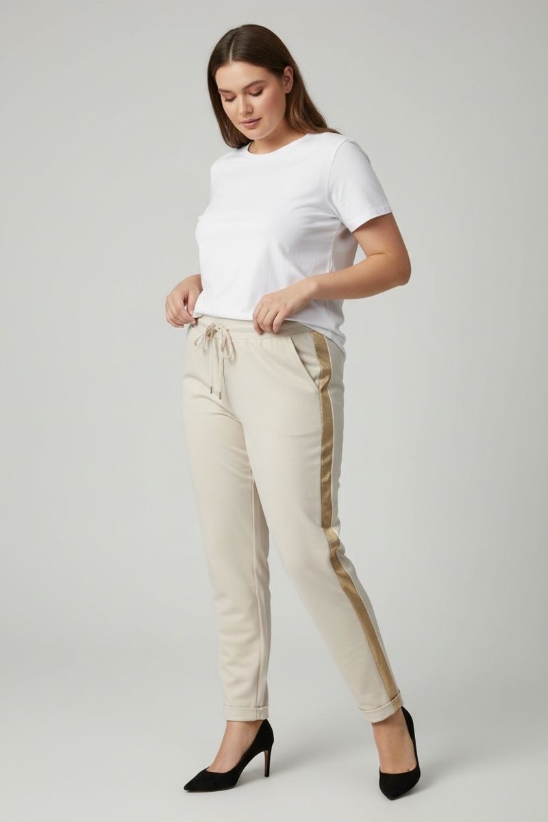 Pantalon Jogging Grande Taille Chic & Confort – Détails Satinés Élégants – Image 3