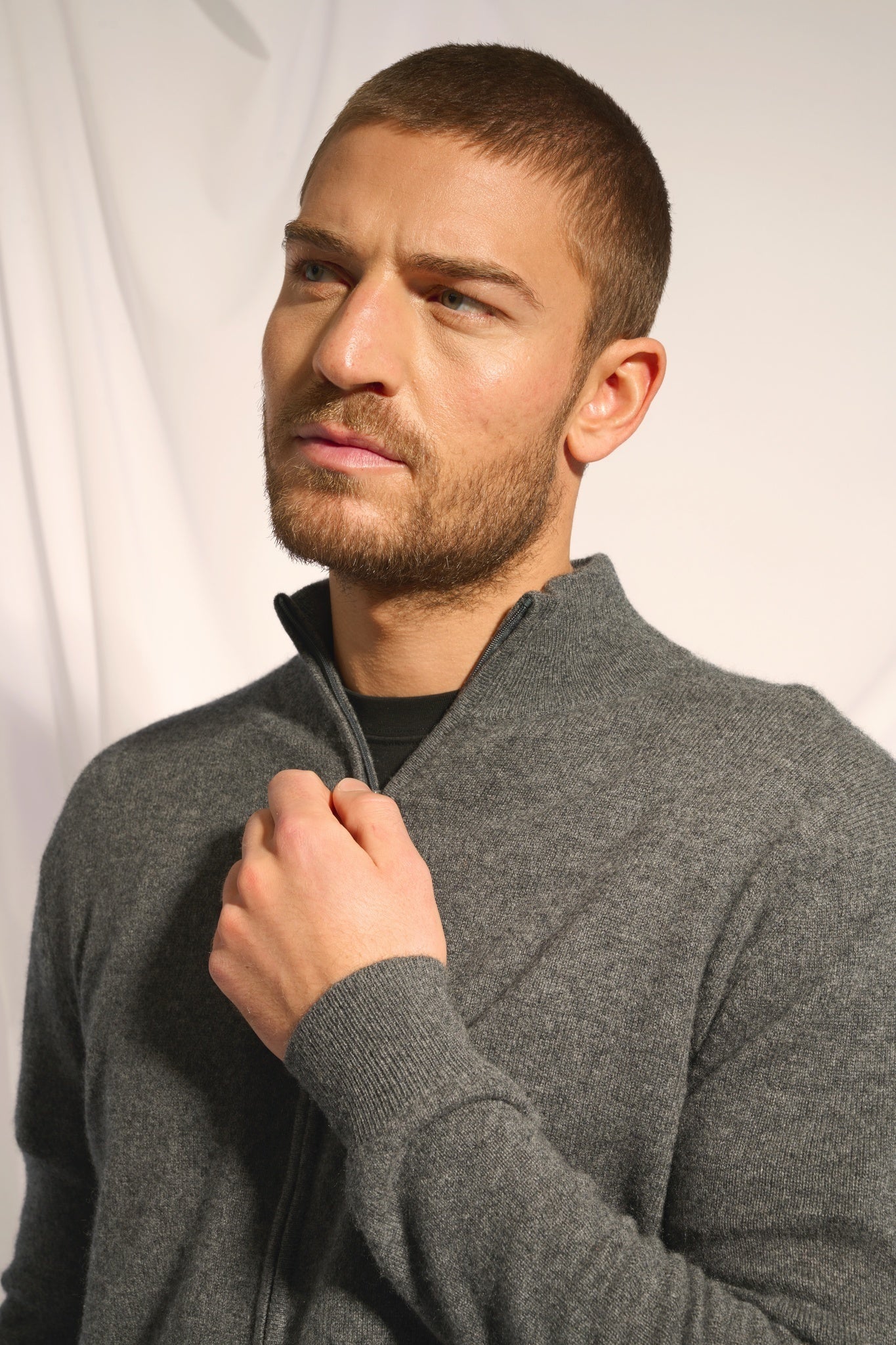 ALAN gilet col montant anthracite chiné – Image 3