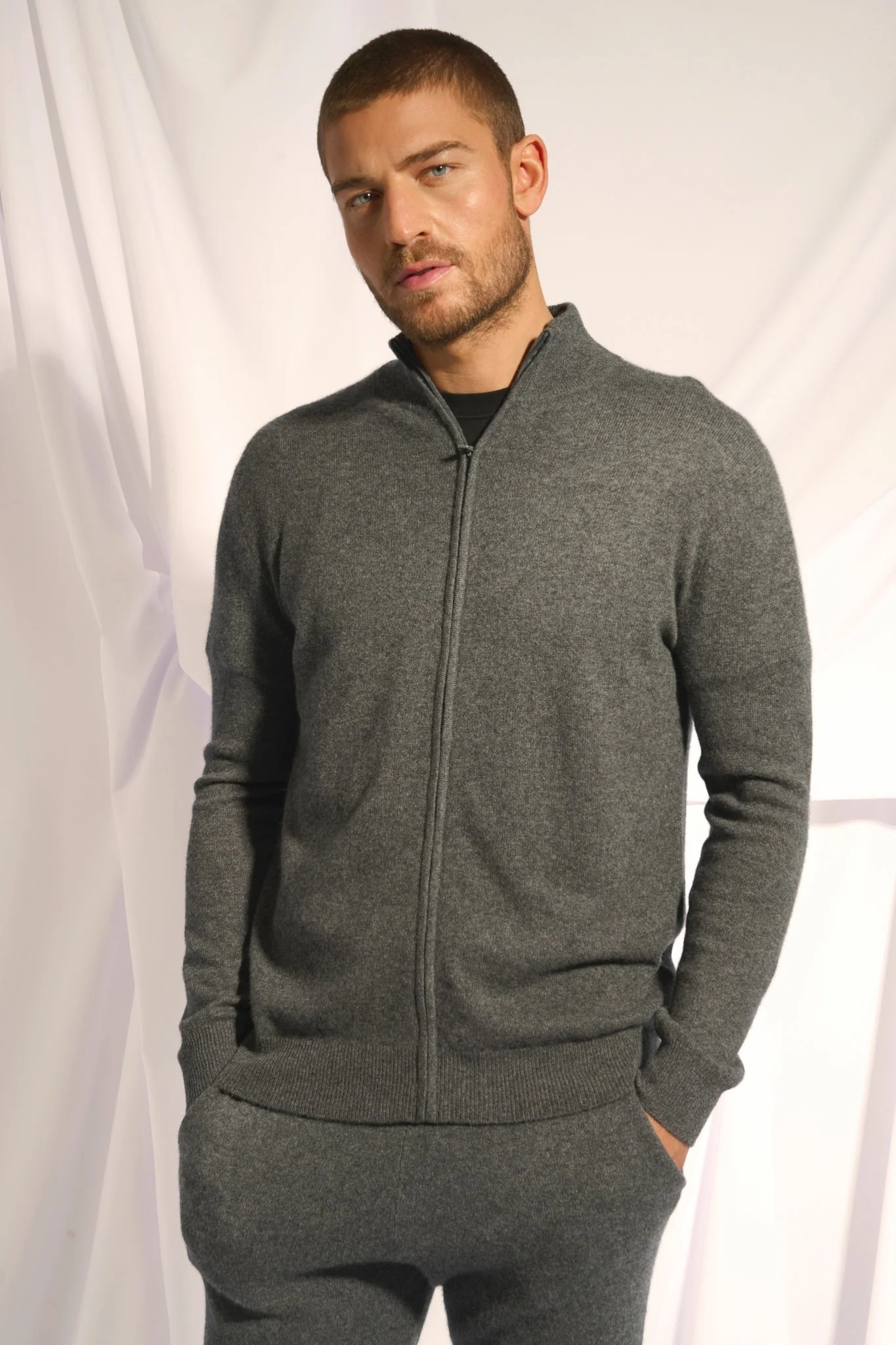 ALAN gilet col montant anthracite chiné – Image 5