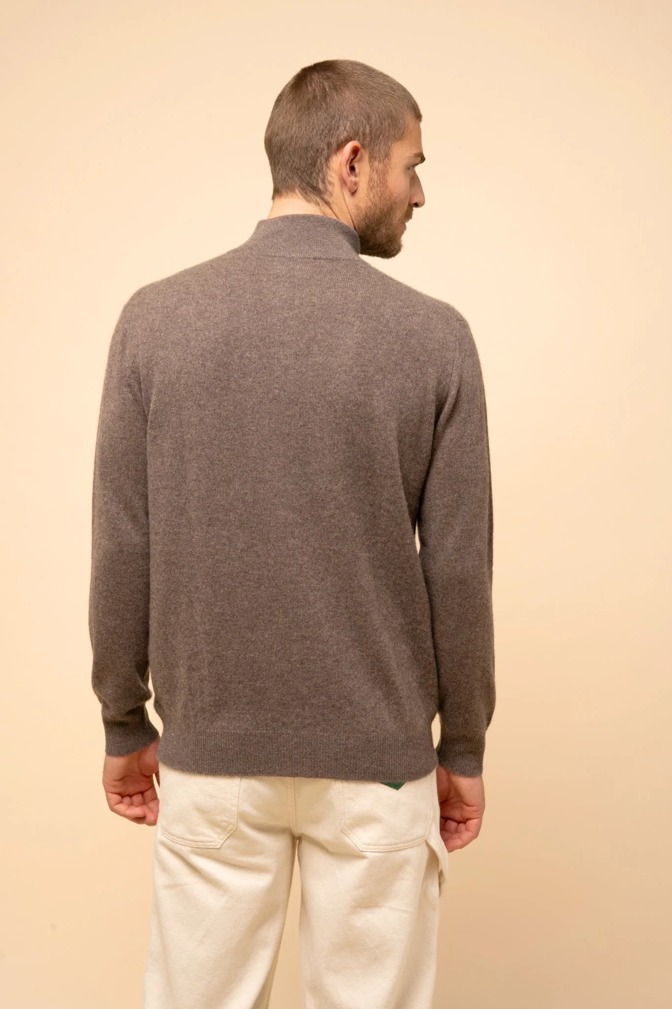 ALAN gilet col montant taupe chiné – Image 4