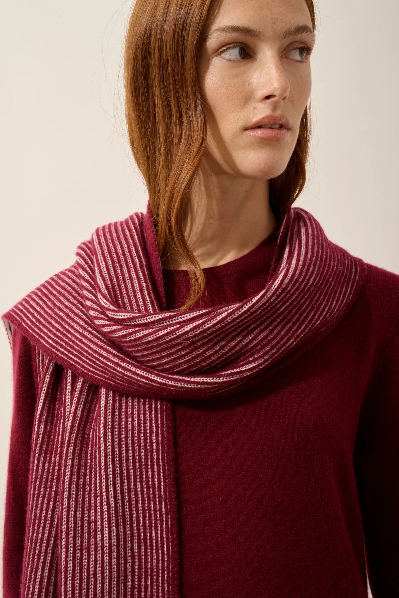 ANTONIO écharpe 4 fils bordeaux_ivoire – Image 3