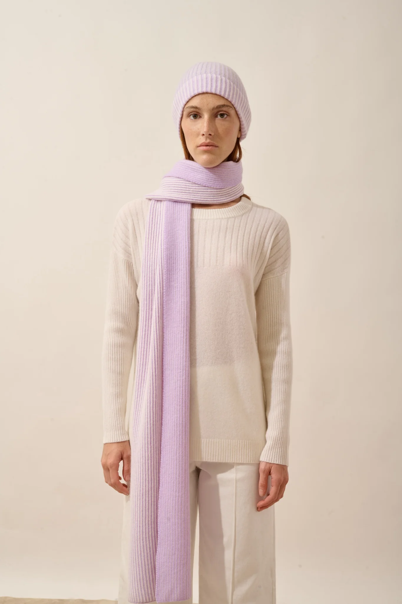 ANTONIO écharpe 4 fils mauve_neige – Image 2