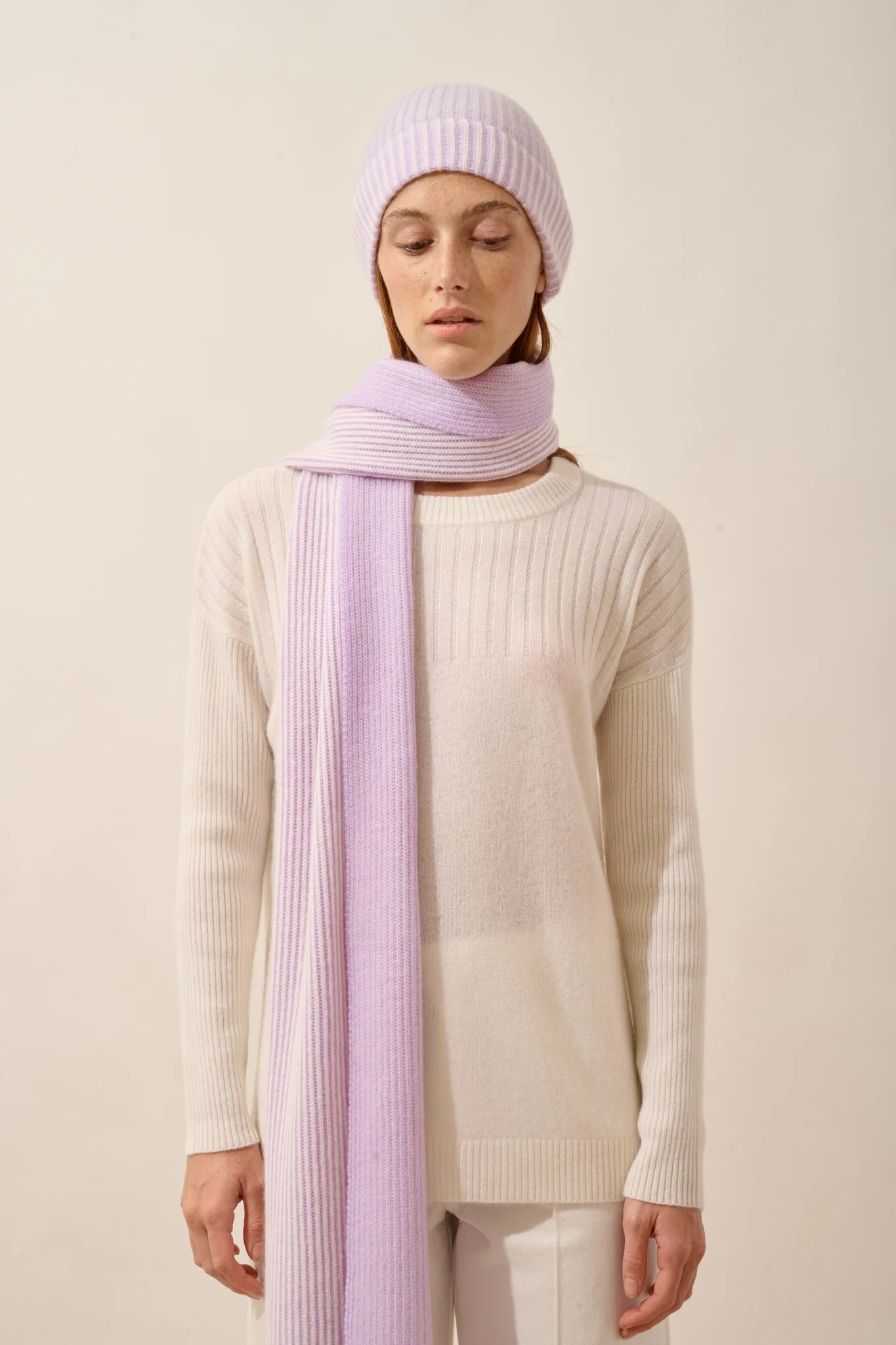 ANTONIO écharpe 4 fils mauve_neige – Image 3