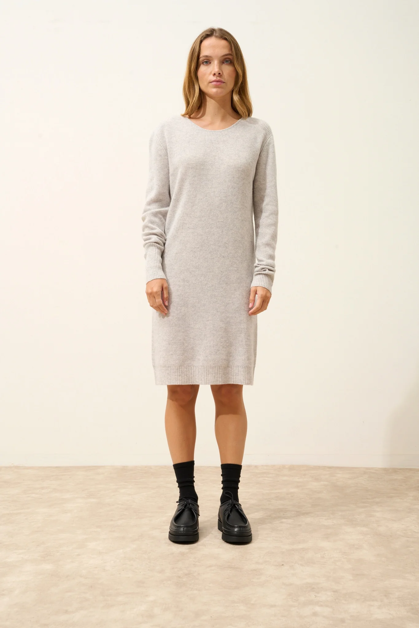 AURÉLINE robe col rond glacier chiné – Image 6