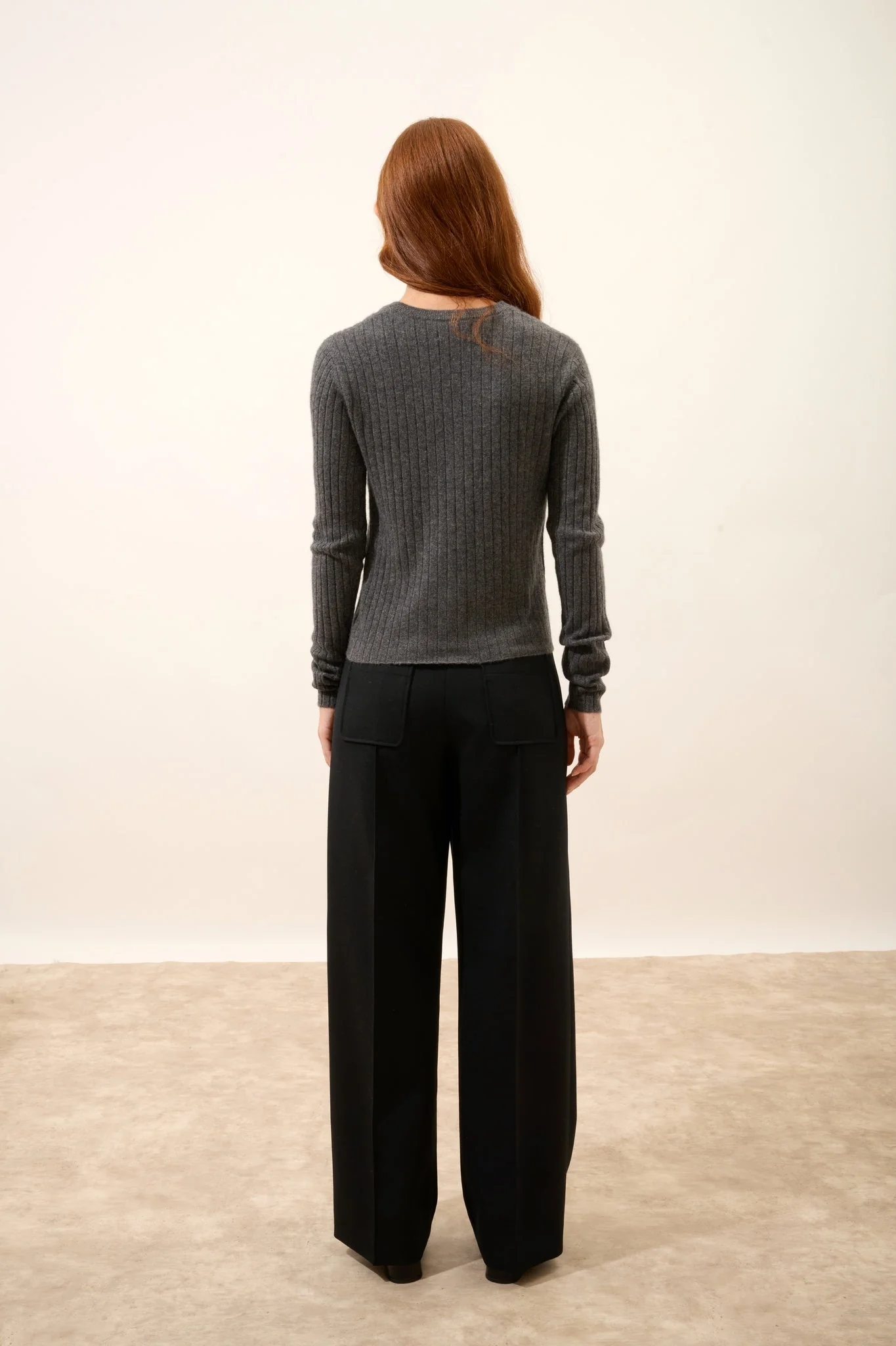 CAMILLE cardigan col v anthracite chiné – Image 4