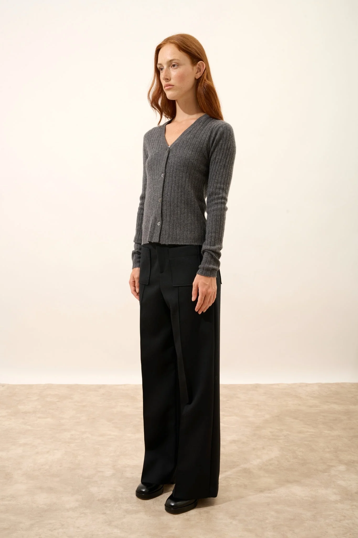 CAMILLE cardigan col v anthracite chiné – Image 6