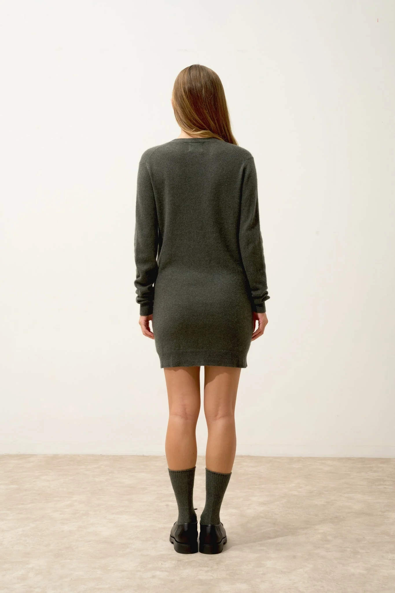 CHELSEA cardigan col v kaki chiné – Image 4