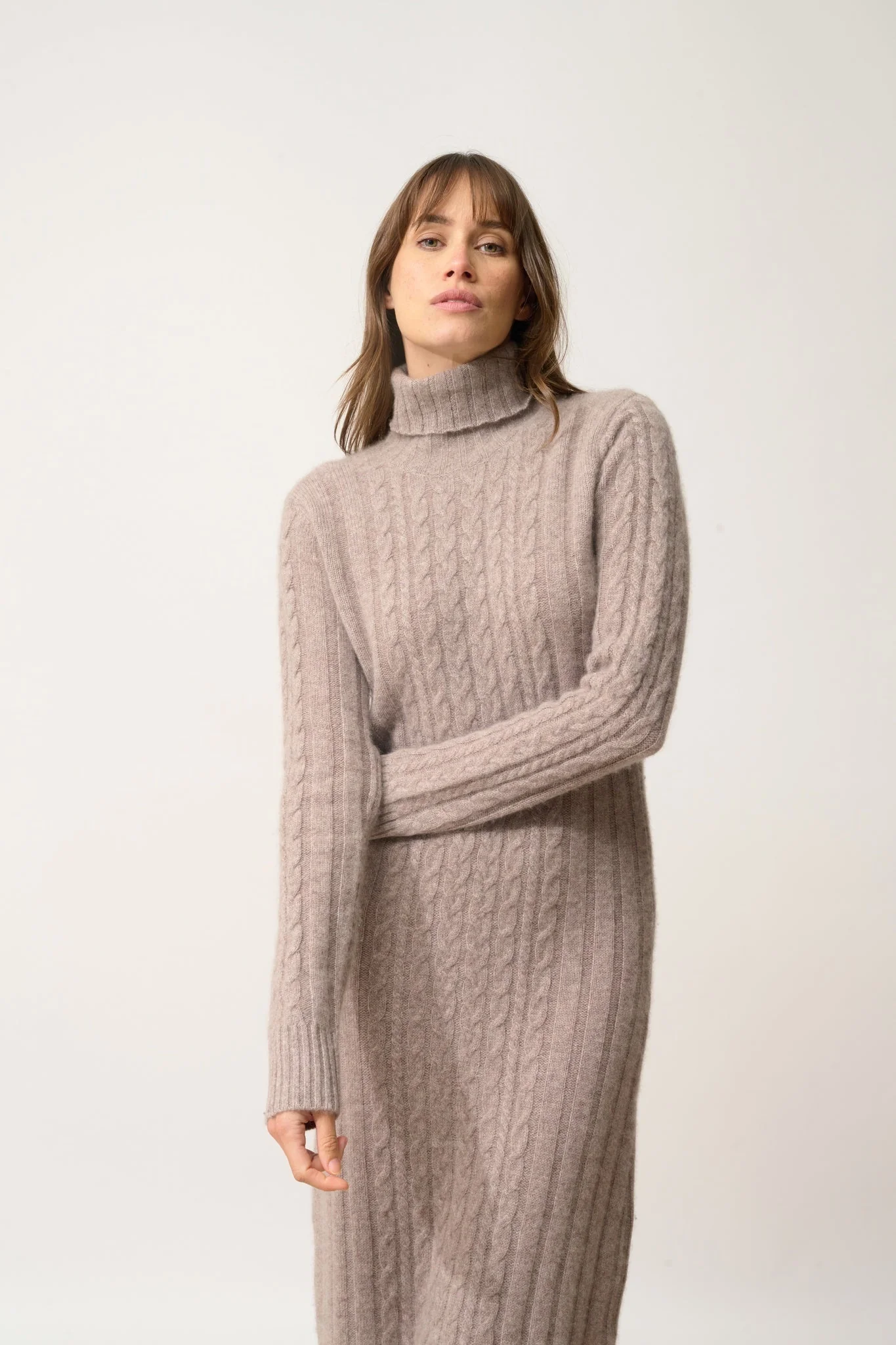 DOLKAR robe col roulé caribou chiné – Image 3