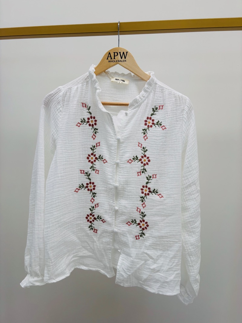 Blouse En Gaze De Coton Brodée – Douceur Bohème Et Élégance Naturelle – Image 3