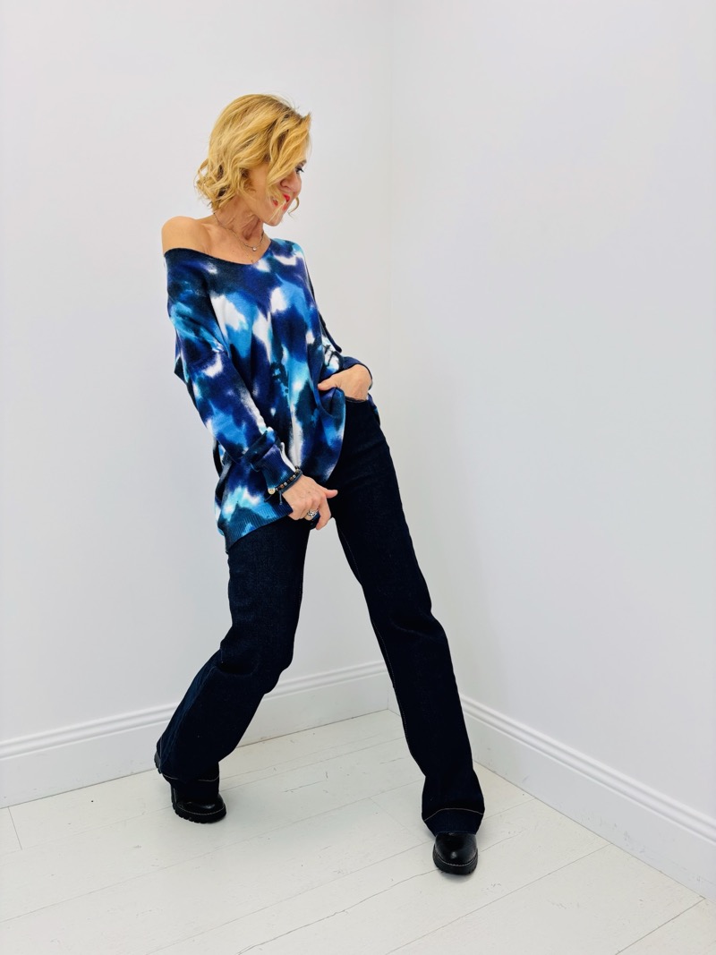 Pull Oversize Tie & Dye Bleu – Viscose & Modal Ultra Doux – Image 6