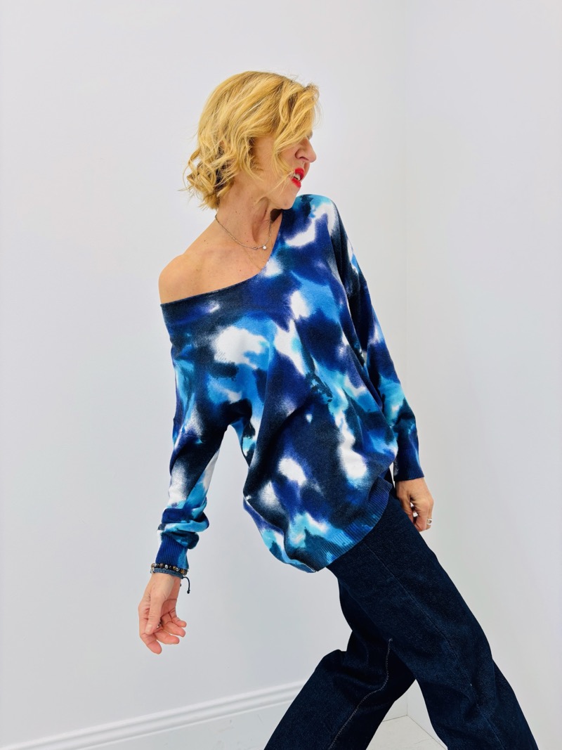 Pull Oversize Tie & Dye Bleu – Viscose & Modal Ultra Doux – Image 2
