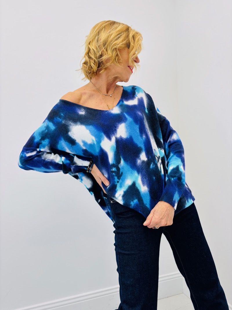 Pull Oversize Tie & Dye Bleu – Viscose & Modal Ultra Doux – Image 5