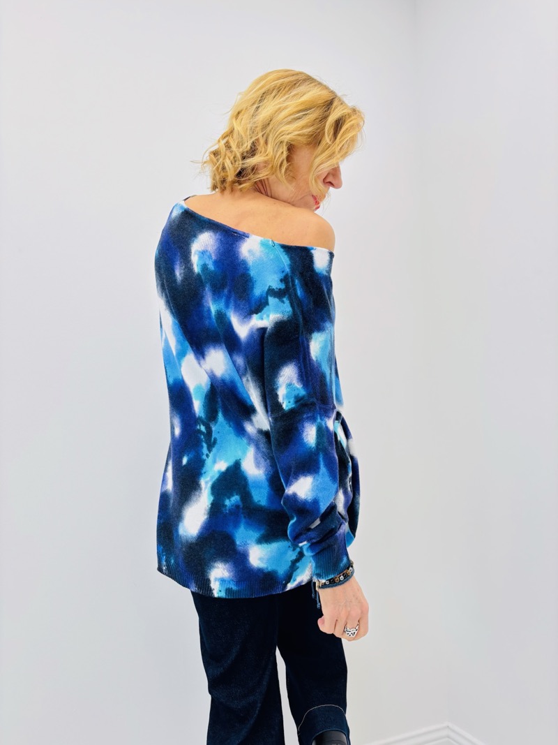 Pull Oversize Tie & Dye Bleu – Viscose & Modal Ultra Doux – Image 7