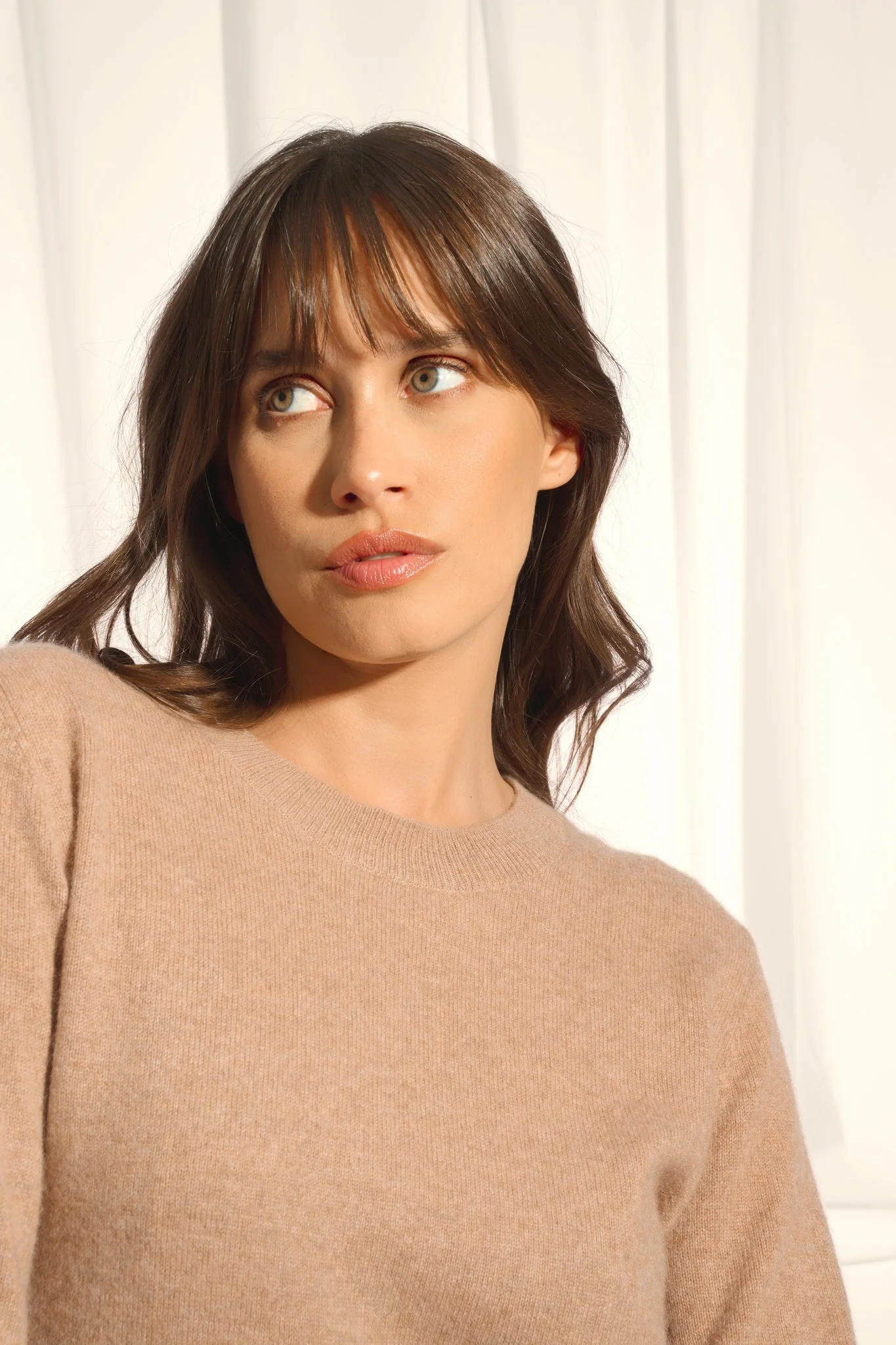 LINA robe col rond camel chiné – Image 4