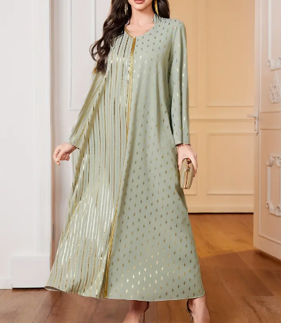 Caftan Élégant à Col V – Grâce & Féminité Orientale – Image 6