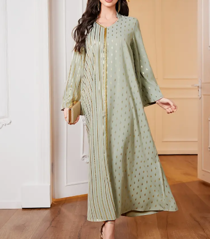 Caftan Élégant à Col V – Grâce & Féminité Orientale – Image 7