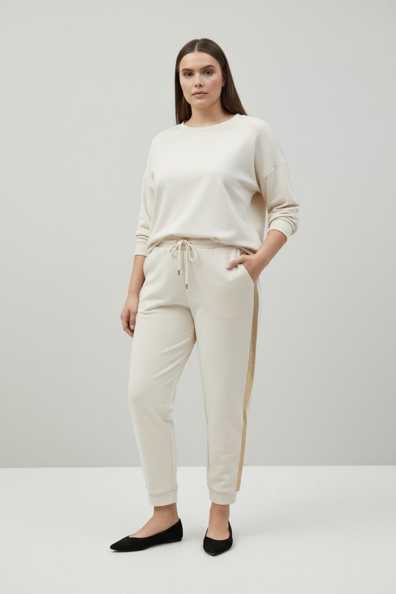 Pantalon Jogging Grande Taille Chic & Confort – Détails Satinés Élégants – Image 2