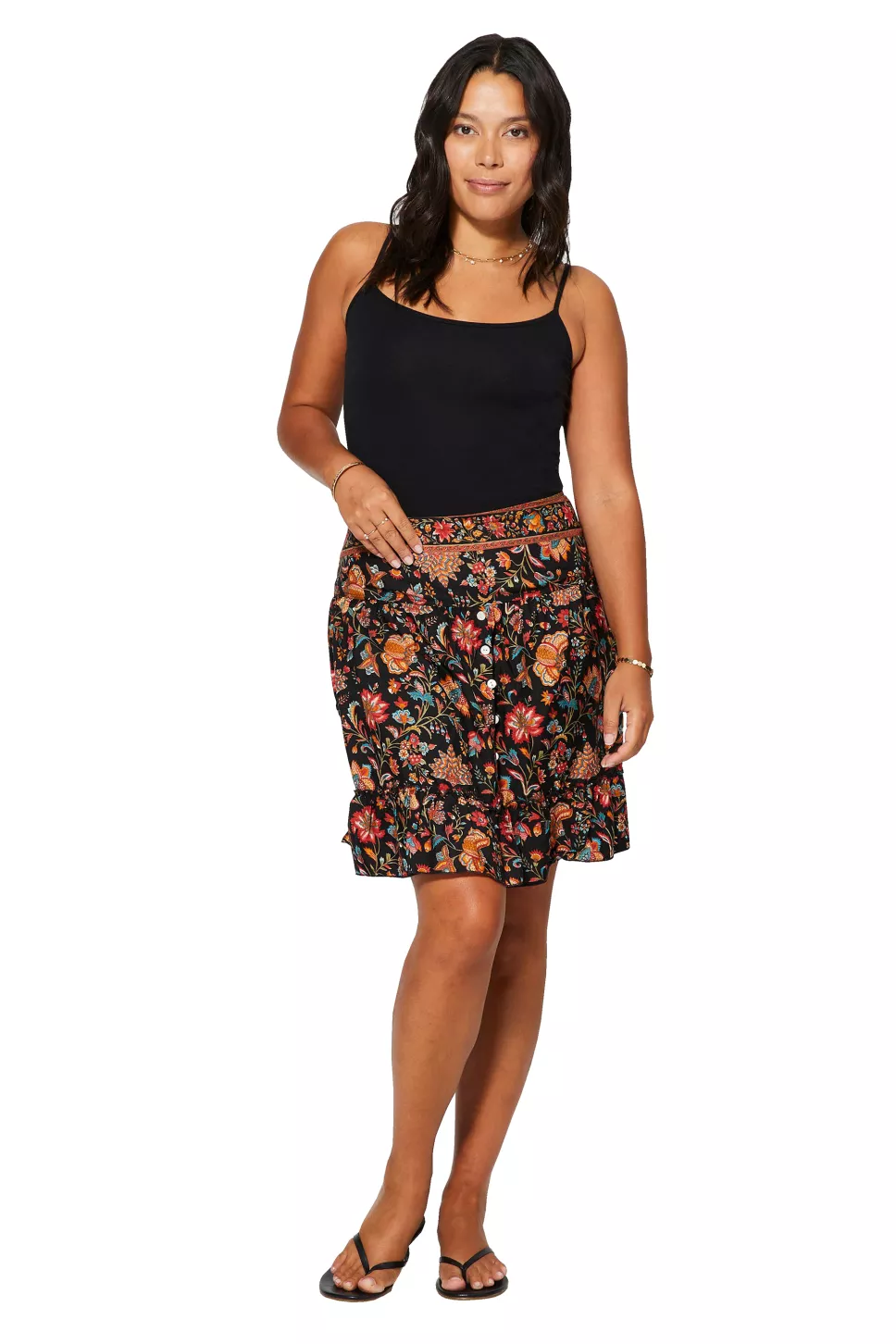 Jupe à boutons imprimé botanique – JIP0041B – Image 2